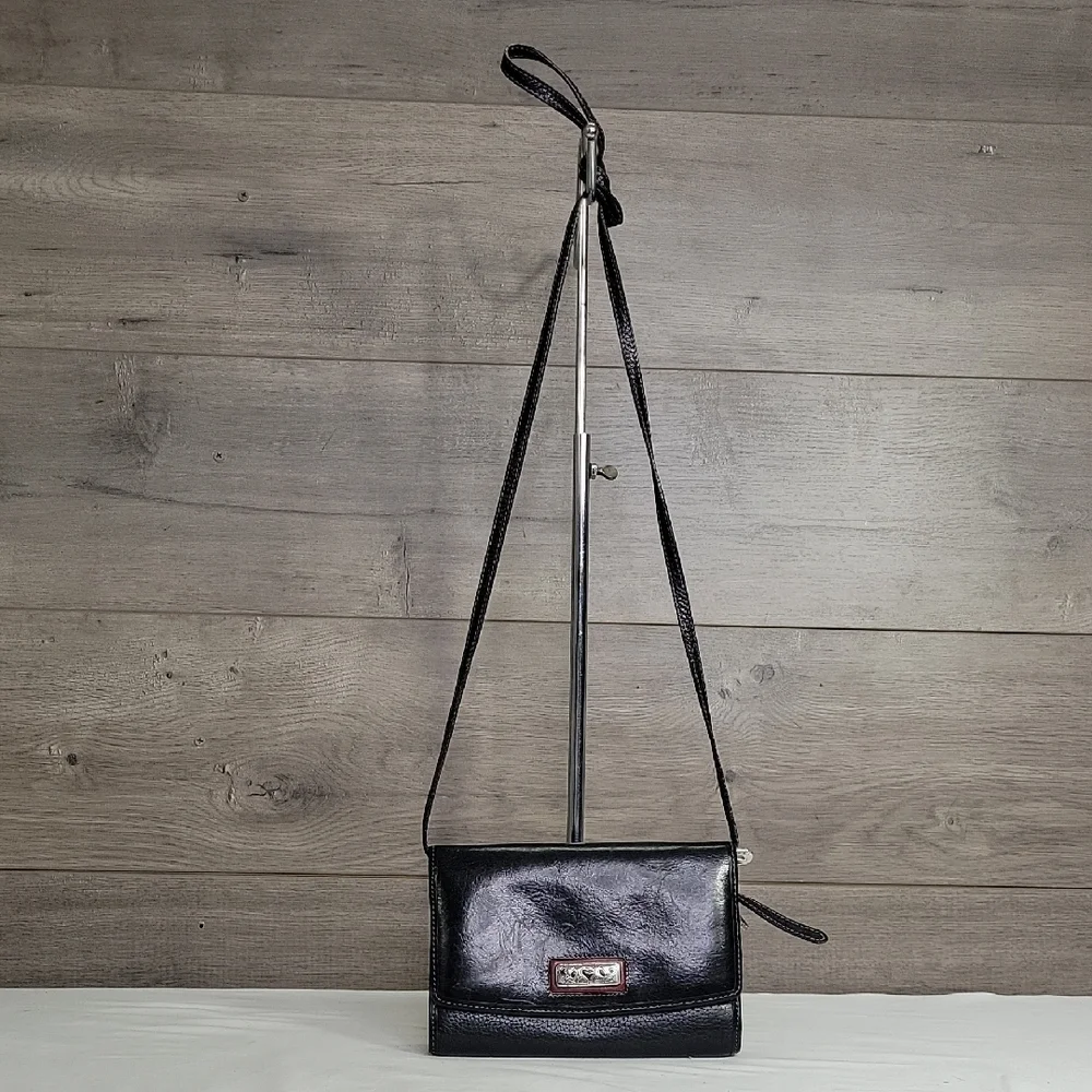Brighton Black Leather Crossbody Bag